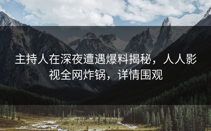 主持人在深夜遭遇爆料揭秘，人人影视全网炸锅，详情围观