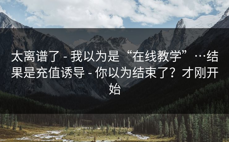 太离谱了 - 我以为是“在线教学”…结果是充值诱导 - 你以为结束了？才刚开始